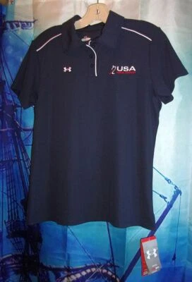 NWT UNDER ARMOUR Heat-Gear "USA Field Hockey" Training Polo Shirt Woman L - Image 1 of 4