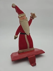 Vintage Cast Iron Christmas Red Santa Stocking Hangers Ornament Decoration - Picture 1 of 7