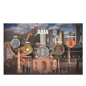 Asian Countries | 5 Coins | South Korea | Philippines | Japan | China | India - Picture 1 of 2