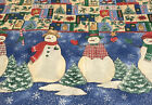 Vintage Christmas Fabric 1.4 yd Snowman Border Patchwork Tree Joy Cardinal