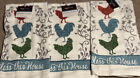 Nwt-3 Kitchen Towels~ Roosters~ Cotton ~ 14” X 24” ~ Bless This House~