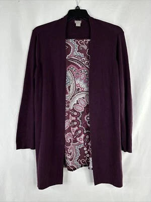 Cárdigan trasero tejido estampado Chicos para mujer talla 2 borgoña cachemir manga larga  Foto 1 de 4