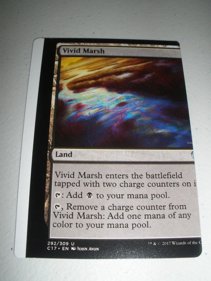 MTG Magic Commander Miscut Misprint Vivid Marsh x1 (Sheet Edge) NM - Image 1 of 1