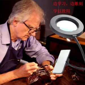 10X Magnifier LED Lamp Magnifying Glass Desk Table USB Light Reading with Clamp