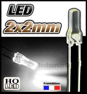 385BL# LED carré 2mm blanc , 10, 25 ou 100pcs - white LED - Imagen 1 de 1