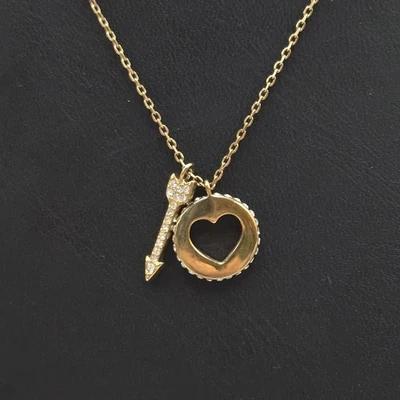 Kate Spade Unique 14K Gold Plated Arrow Heart Pendant 18" Necklace Sparkling - Image 1 of 4