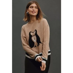 Anthropologie Maeve 100 % Kaschmir süß Critter Grafik Pullover Damengröße M - Bild 1 von 14