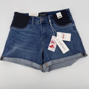 Judy Blue Bloom Women's Size Medium Mid Rise Maternity Jean Denim Shorts Cuffed - Picture 1 of 12