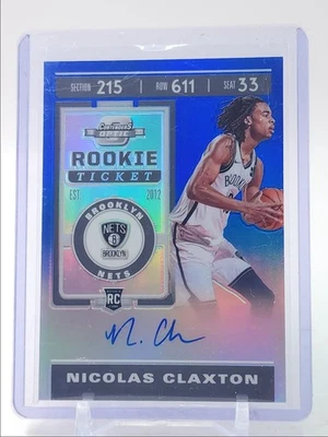 NICOLAS CLAXTON 2019-20 CONTENDERS OPTIC ROOKIE BLUE PRIZM RC AUTO /99 Q5159 - Image 1 of 2