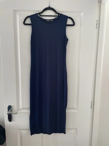 Boohoo EW Navy Blue Sleeveless Fitted Stretch Pencil Midi Dress Size 12 - Picture 1 of 2