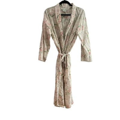 Roupão Vintage Francês Country Laura Ashley Floral Rosas Algodão-Médio - Imagem 1 de 4