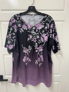 Top de mujer 4XL manga corta talla grande 3X púrpura floral usado en excelente estado a2 - Imagen 1 de 10