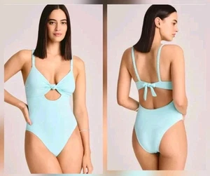 Traje de baño de una pieza de cobertura completa con ojo de cerradura frontal nudo Vitamin A para mujer talla M - Imagen 1 de 3