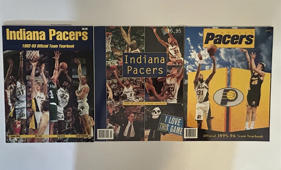 1992-93 1994-95 1995-96 Official Yearbook INDIANA PACERS Set Lot of 3 REGGIE M - Image 1 of 1