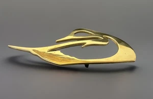 Mid Century Modern Brass Swan Trivet Abstract Bird Danish Style Sculptural Art - Picture 1 of 4