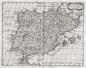 Espana Spain Spanien Espagne Portugal mapa map Karte Sanson 1680 - Picture 1 of 1