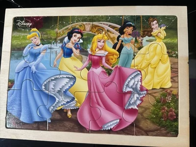 Disney Princess Wooden Jigsaw Puzzle 12 Piece New Snow White Cinderella Jasmin - Image 1 of 4