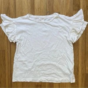 Crewcuts Ivory Flutter Sleeve Short Sleeve T-Shirt Girls Size Medium - Picture 1 of 5