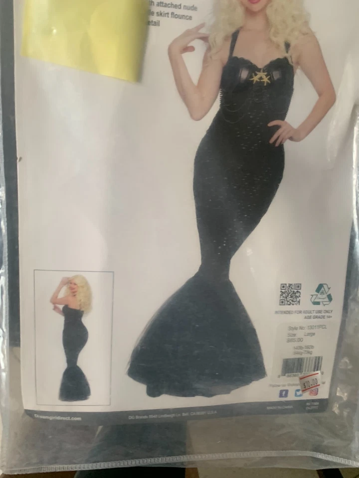 Disfraz de Halloween Sirena Oscura Dreamgirl Adulto Talla Mediana Negro Envío Gratis  Foto 1 de 1