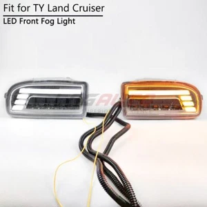 For Toyota Land Cruiser 1998-2007 LED Fog Light Lamp Bulb w/ Dynamic Turn Signal - Picture 1 of 8