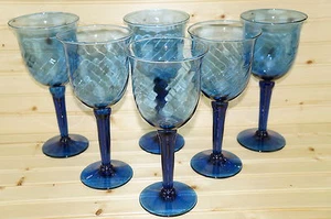 (6) Óptica azul cobalto con acampanada té helado 22 oz copas-9 5/8" de alto soplado a mano - Imagen 1 de 8