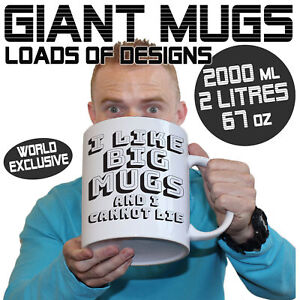 Giant 2 Litre Funny Mugs 2000ml Novelty Mug Perfect Christmas gift dad mum gifts