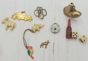Vintage Lot Mini Charms Dice Lock Girl Scout Pin Celluloid Goodluck Cheerleader  - Picture 1 of 18