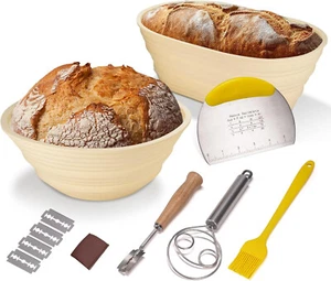 Banneton Bread Proofing Basket Set, 9-Inch round & 10-Inch Oval Sourdough Proofi - Picture 1 of 7