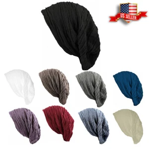 Wrinkle Women's Baggy Beanie Oversized Ski Slouchy Hat Cap Skull Solid Warm - Picture 1 of 17