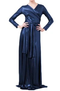 VON VONNI Women's Navy Metallic Victoria Long Sleeve Transformer Dress NWT - Picture 1 of 2