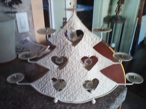 Large White Metal Christmas Tree 7 Candle Holder. 8" Tall. - Picture 1 of 1