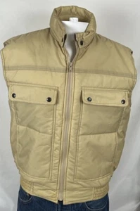 Vintage Ozark Trail Nylon Full-Zip Pockets Retro Beige Puffer Vest Men's Large - Picture 1 of 4
