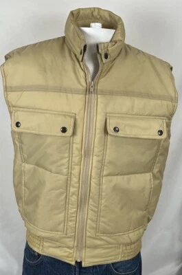 Vintage Ozark Trail Nylon Full-Zip Pockets Retro Beige Puffer Vest Men's Large - Image 1 of 4