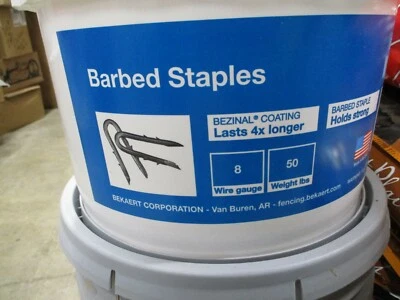 Galvanized Fence Staples - Barbed - 1-3/4 inches - Bekaert - 5 lbs. Made in USA