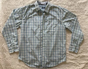 IZOD Performance Comfort Long Sleeve Button Down men Size L Plaid Shirt Deep Sea - Picture 1 of 12