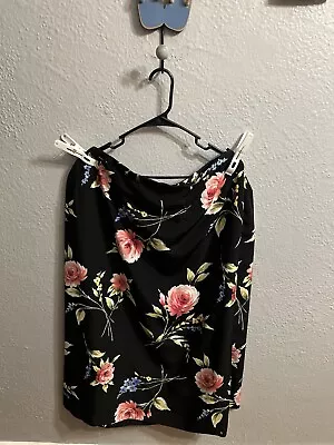Vintage Alfred Dunner Black Floral elastic waist skirt womans size 22W - Image 1 of 4