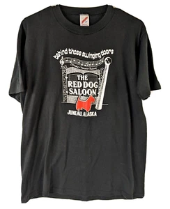 Camiseta Alaska Red Dog Salón Para Hombre Grande Negra Gráfica De Colección Años 90 Jerzees EE. UU. - Imagen 1 de 3