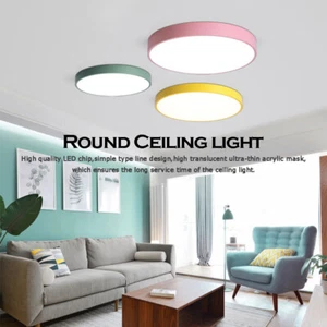 Round LED Ceiling Down Light Fixture Home Bedroom Living Room Surface Mount Lamp - Picture 1 of 12