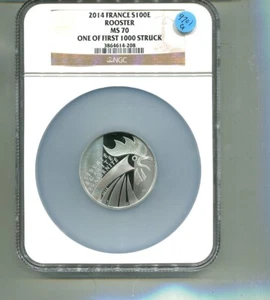 2014 FRANCE 100 EURO ROOSTER NGC MS70 /1000 9701Q - Picture 1 of 1