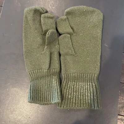 Wool Military Trigger Finger Mitten Liners S M L XL ? OD Green Read Description - Image 1 of 4