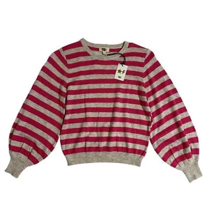 NWT Ever After Pink Striped Ballon Sleeves Sweater Girls 12 - Picture 1 of 8