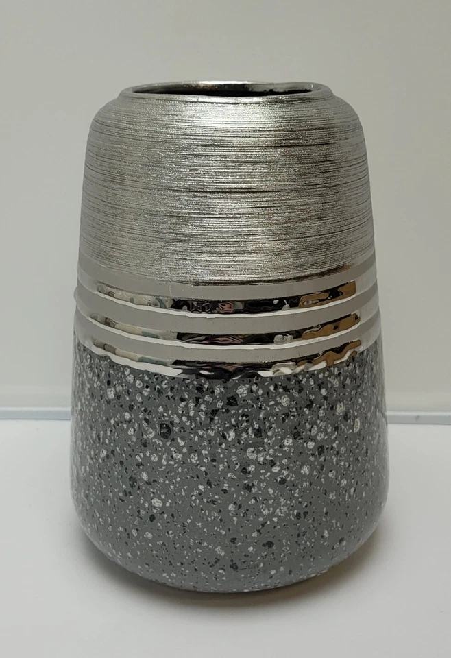 Gilde konische Vase "Magma" Silber Granitgrau Blumen Geschenk - Bild 1 von 1