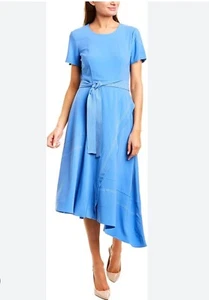 Donna Morgan Kleid asymmetrisch Taille binden blau Damengröße 16W neu mit Etikett - Bild 1 von 6