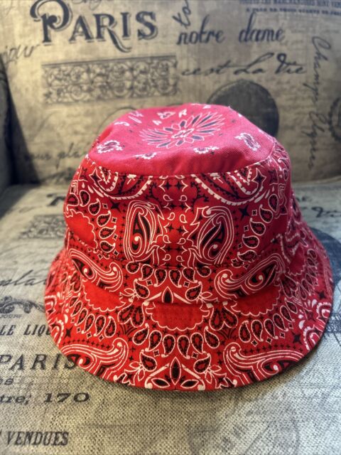 NWT Supreme NY Webbing Logo Bucket Hat Crusher Red Men's S/M DS FW22  AUTHENTIC