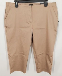 Worthington modern fit slim leg crop length capri khaki tope sz 14 Petite Nwt - Picture 1 of 3