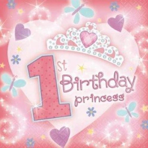 1st Birthday Princess Party Napkins/Serviettes 36pk 2ply - 1st Party Supplies - Image 1 of 1