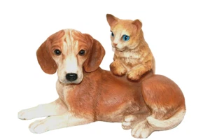 Universal Statuary Puppy Kitten Figurine Life Like Glass Eye Whimsy USA Vintage - Picture 1 of 7