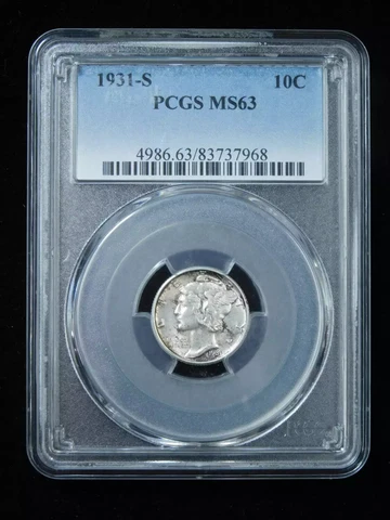 1931-S 10c Mercury Dime - PCGS MS63 Cover