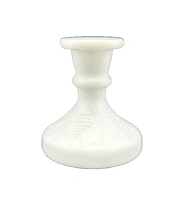 Vintage LE Smith Grape Leaves Milk Glass Single Candlestick Holder - Picture 1 of 8