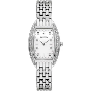 Bulova Diamond 96R244 weißes Zifferblatt Edelstahl Damenuhr - NEU - Bild 1 von 6